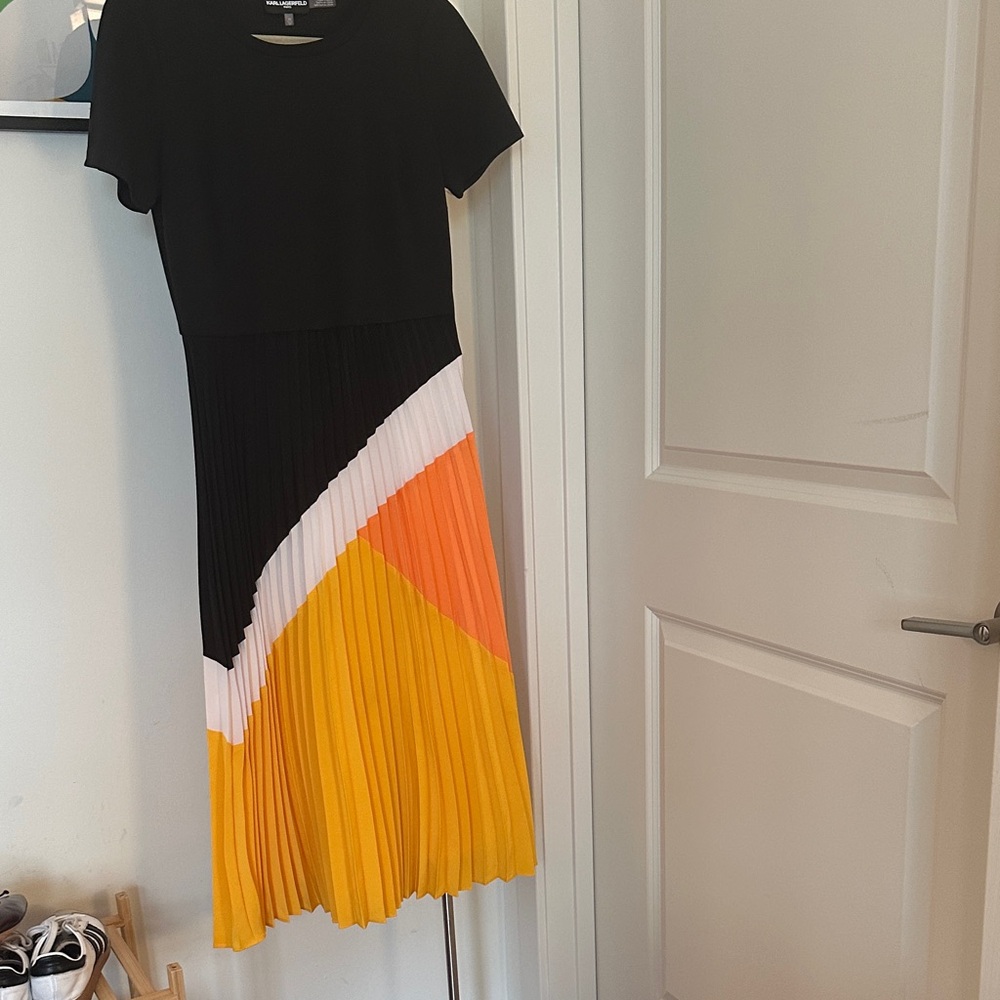Karl Lagerfeld Black and Multicolor Midi Dress